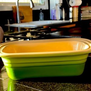 Le Creuset stoneware bread loaf pan in color Palm green. Excellent condition